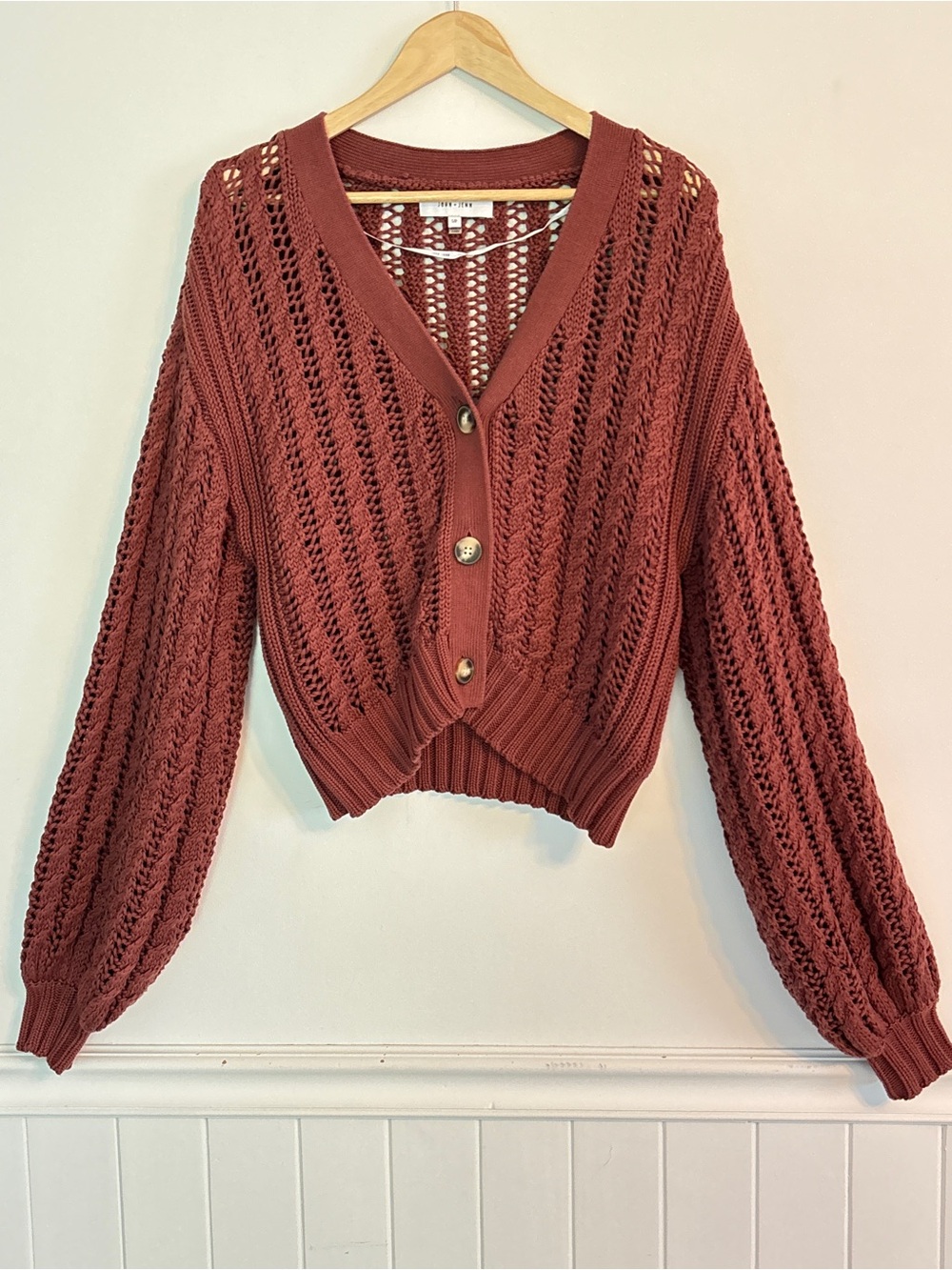 Anthropologie John + Jenn Brown Oversized Open Knit Chunky Cardigan Size Small/M